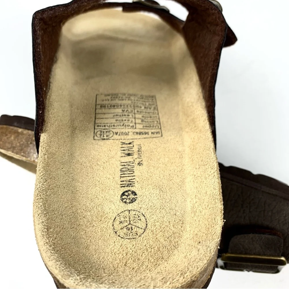 Natural Walk Dark Brown Leather Sandals Size 12 (46)
